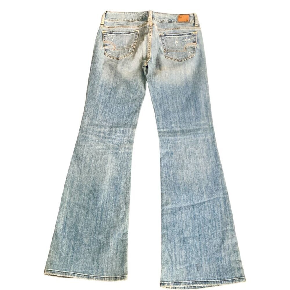 American Eagle Women's Distressed Hipster Boot Cut Jeans Low Rise Size 28 W - Picture 6 of 9